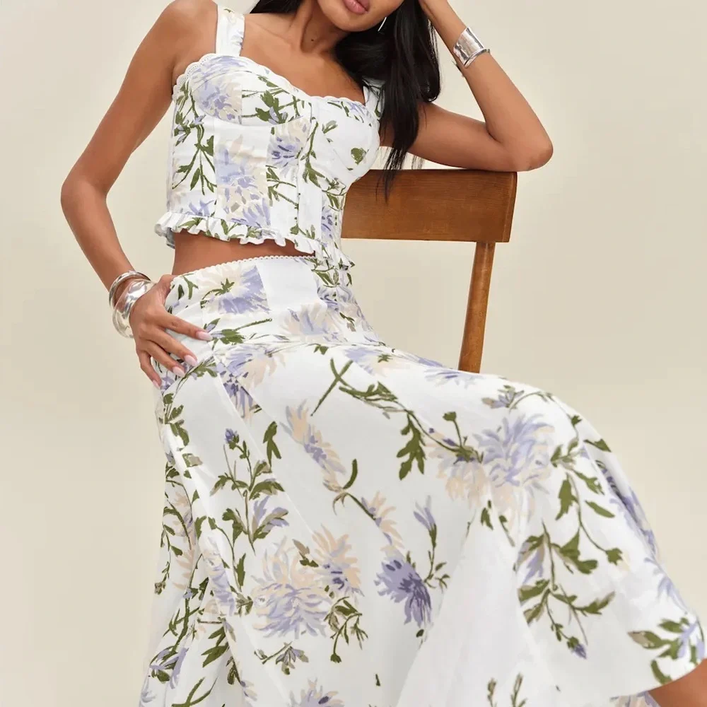Reformation Anatolia Linen Two Piece Ivory - Size 8